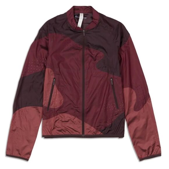 Lululemon Womens Red Black Cherry Merlot Patch Game Jacket Windbreaker Size 4 - Picture 4 of 14